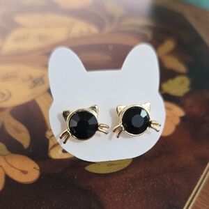 Black Cat Stud Earrings